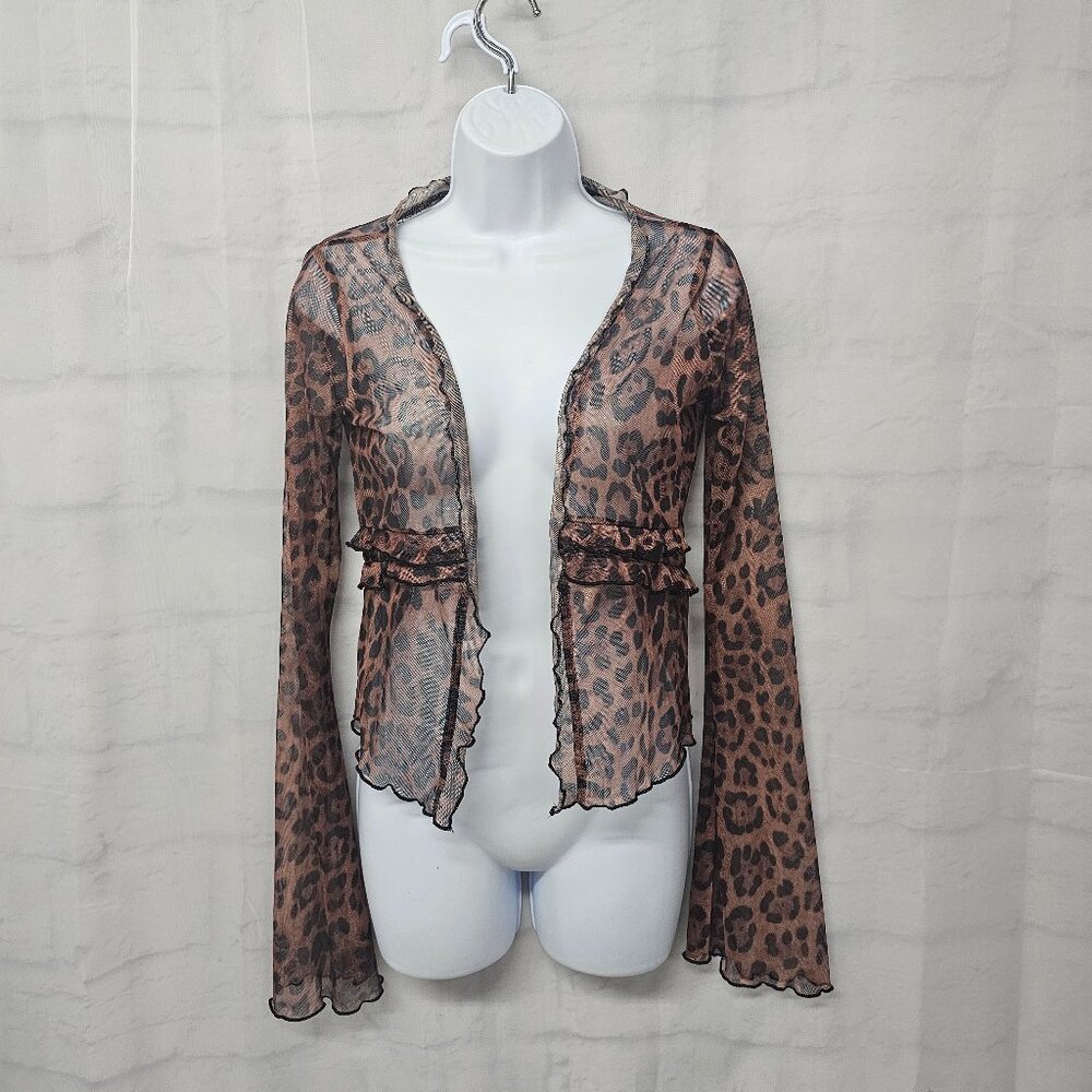 Unbranded Jacket Leopard Brown Grunge Whimsigoth Mesh Sheer S